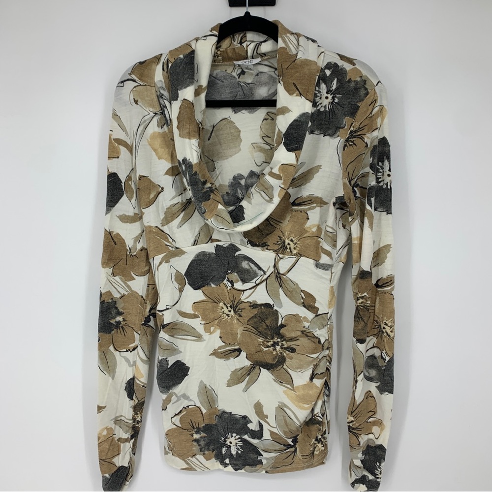 Cache womens large sweater pullover cowl ruching‎ floral wool blend Vintage 90’s